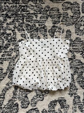 GAP Poplin Bubble Top in Black & White Polka Dots
